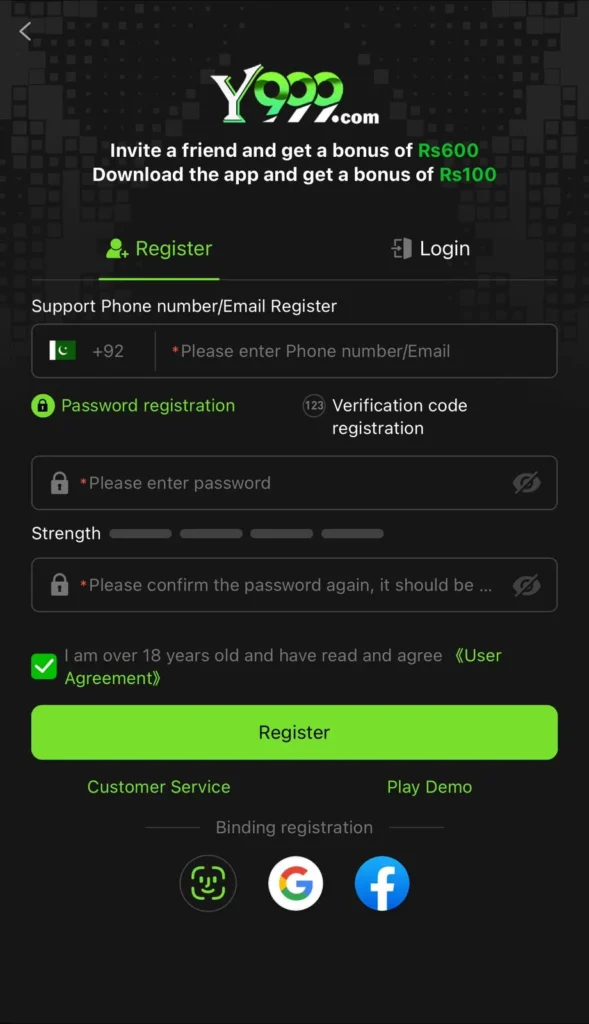 y999 game register
